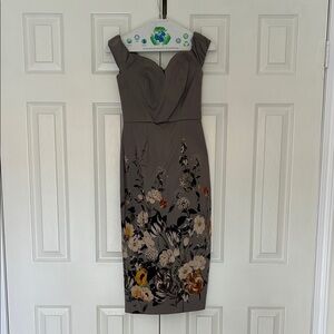 Elegant Gray Floral Dress